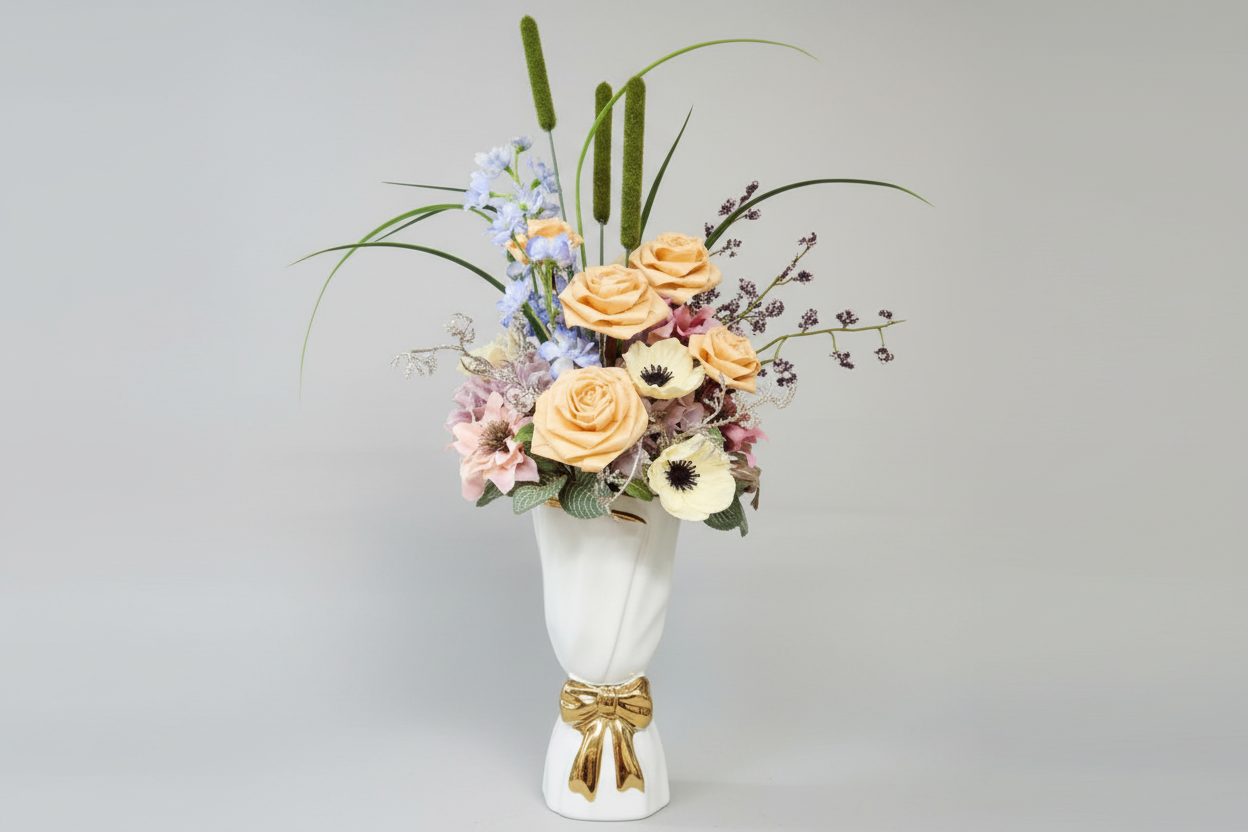 淡彩のエレガンス｜空間に寄り添うナチュラルフラワーアレンジメント