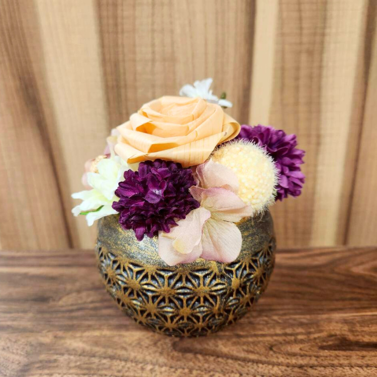 ひのきろうず アレンジメントシック陶器 造花 プレゼント 厳か