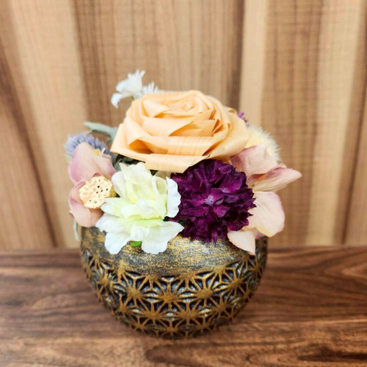 ひのきろうず アレンジメントシック陶器 造花 プレゼント 厳か