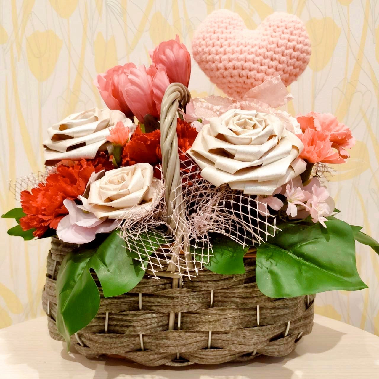 母の日 アレンジメント 愛を込めた花かご ~母の日スペシャル~