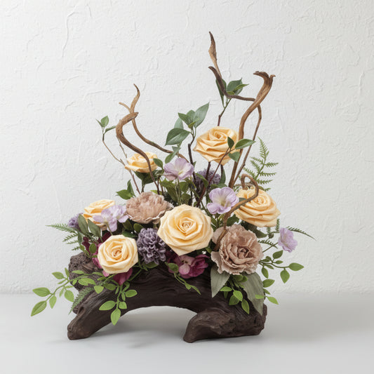 ナチュラルウッドアレンジメント～優雅に咲く和モダンフラワー～