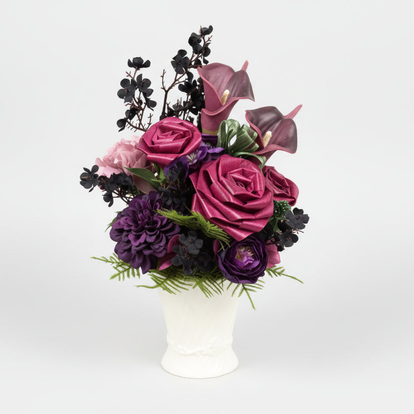 大人の極上ボルドーローズアレンジ｜高級感漂うシックフラワーギフト