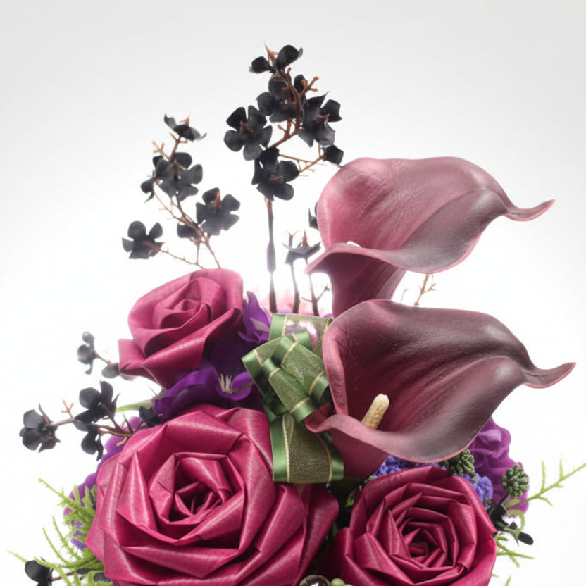 大人の極上ボルドーローズアレンジ｜高級感漂うシックフラワーギフト