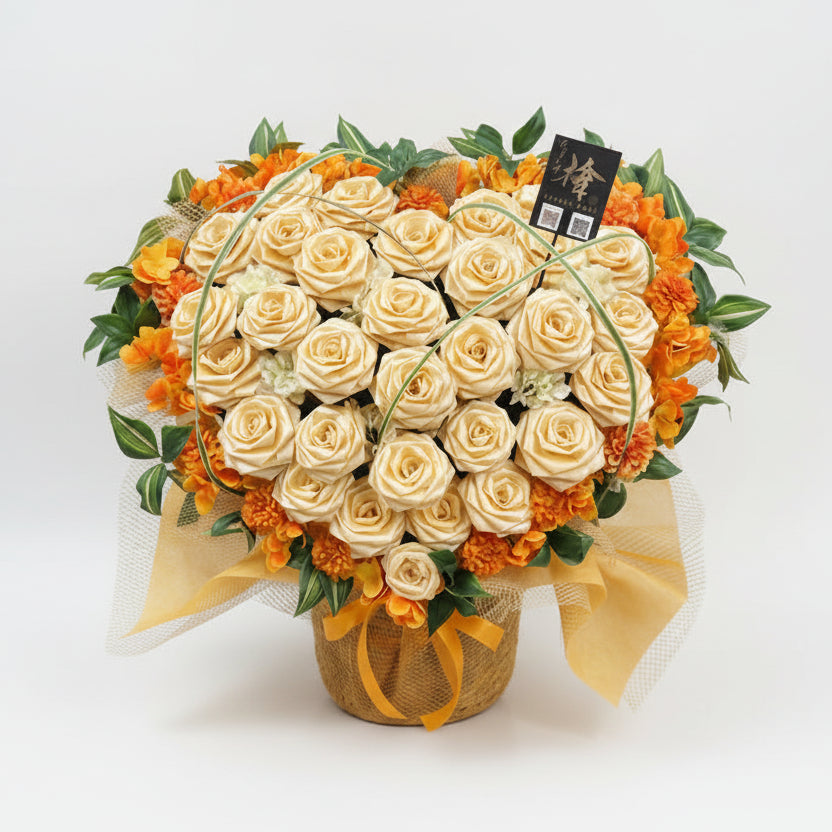 ハートシリーズ｜華やかオレンジのハートフラワー