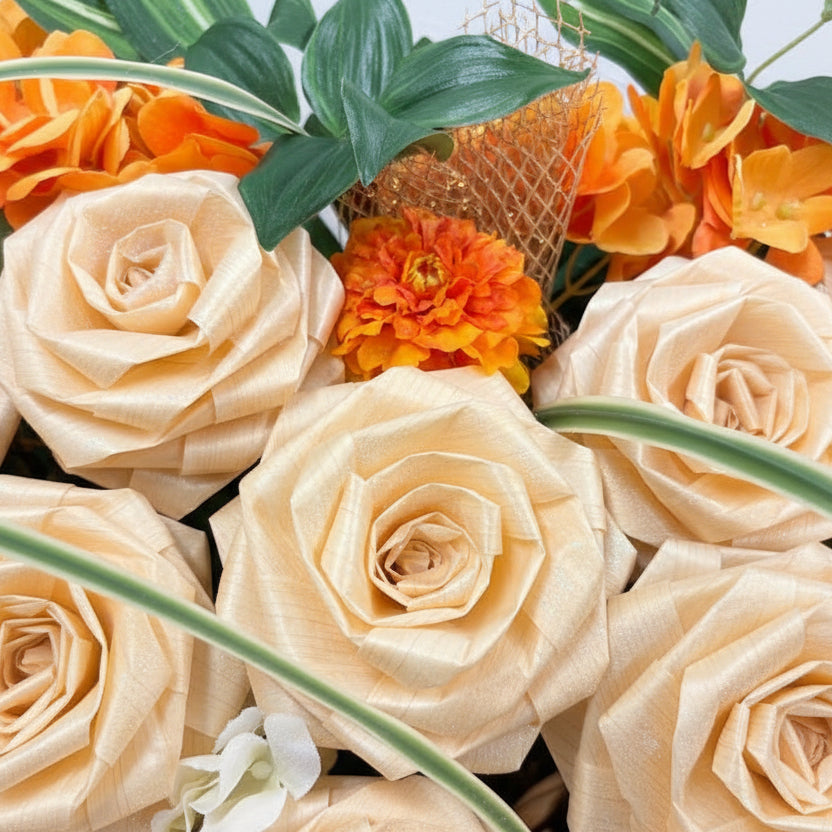 ハートシリーズ｜華やかオレンジのハートフラワー