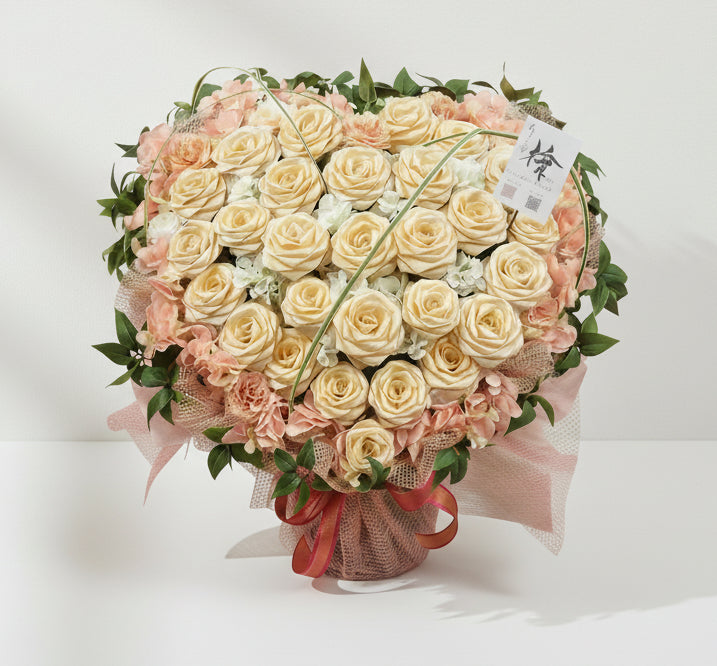 ハートシリーズ｜愛らしいアプリコットピンクのハートフラワー