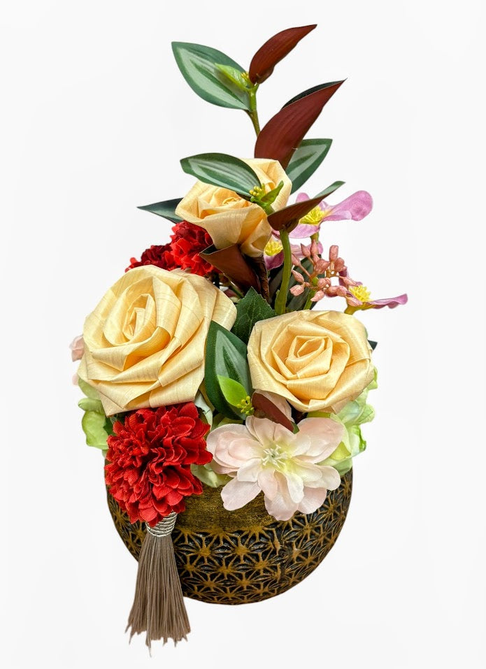 仏花・陶器アレンジ｜想いを灯す優美な祈り花