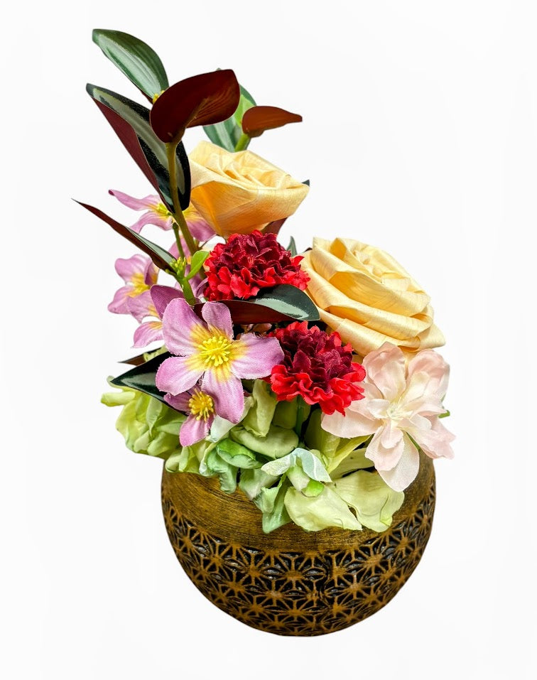 仏花・陶器アレンジ｜想いを灯す優美な祈り花