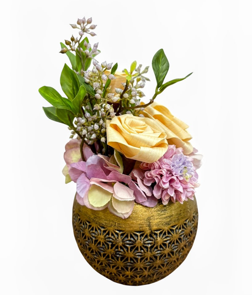 仏花・陶器アレンジ｜やすらぎを届ける紫の祈り花