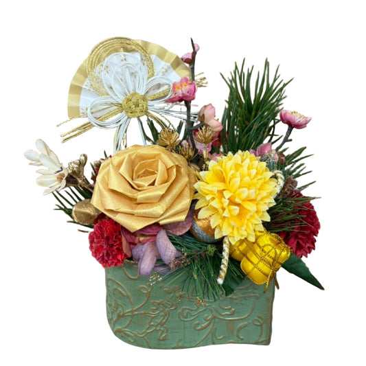 🎍華やぎと福を運ぶ迎春アレンジ お正月アレンジ〈福寿 -ふくじゅ-〉