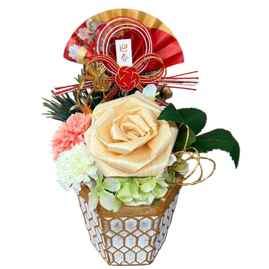 🎍可愛らしく華やぐ、迎春アレンジ お正月アレンジ〈寿咲 -ことぶきさき-〉