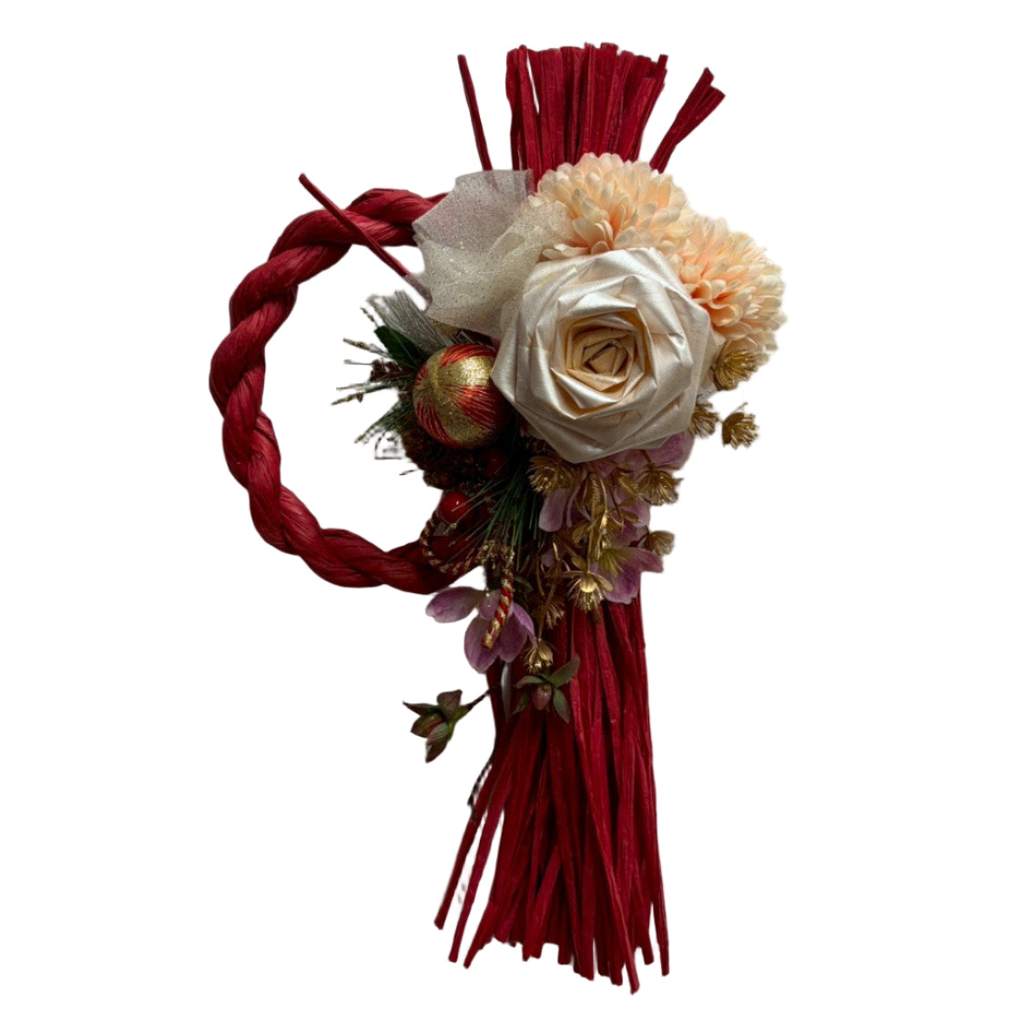 🎍華やかに、しなやかに一年を迎える しめ縄アレンジ〈紅瑞 -こうずい-〉