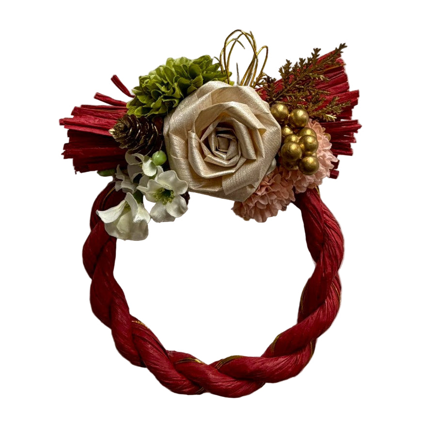 🎍赤のしめ縄で、華やかに福を迎える しめ縄アレンジ〈紅福 -べにふく-〉