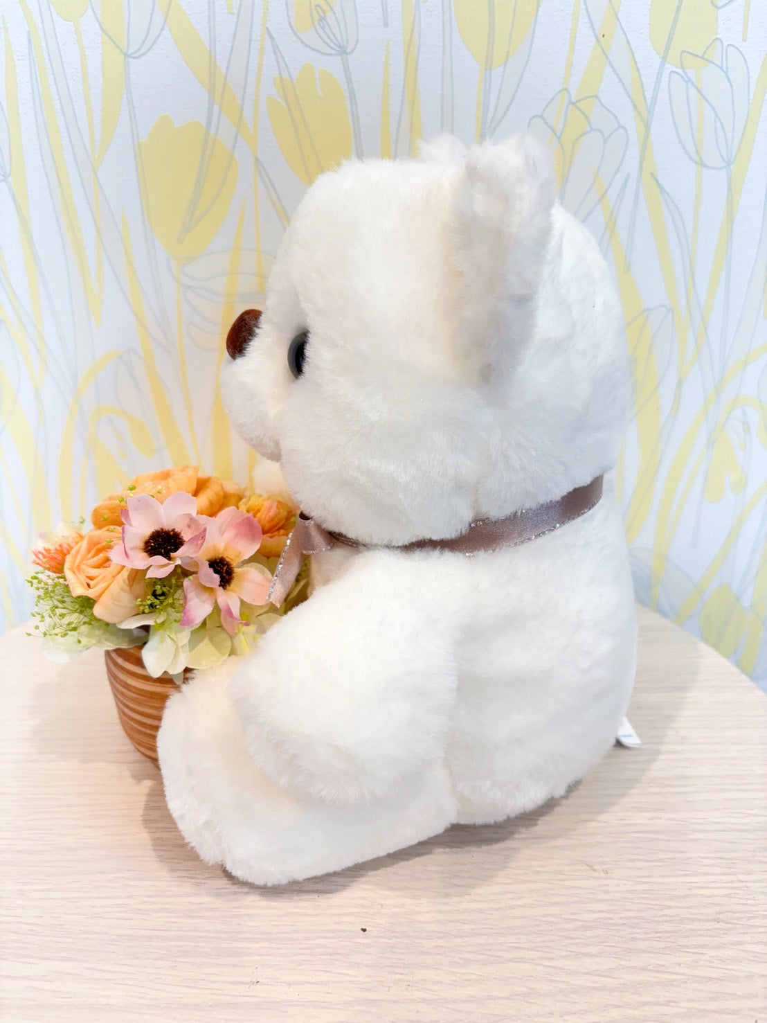 くまの花かごギフト・ピンクブーケVer.